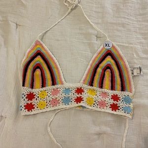 Crocheted rainbow halter top
